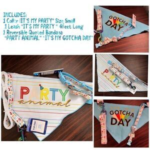 Top Paw Pet 3 Piece Matching Leash Collar Reservable BandanA